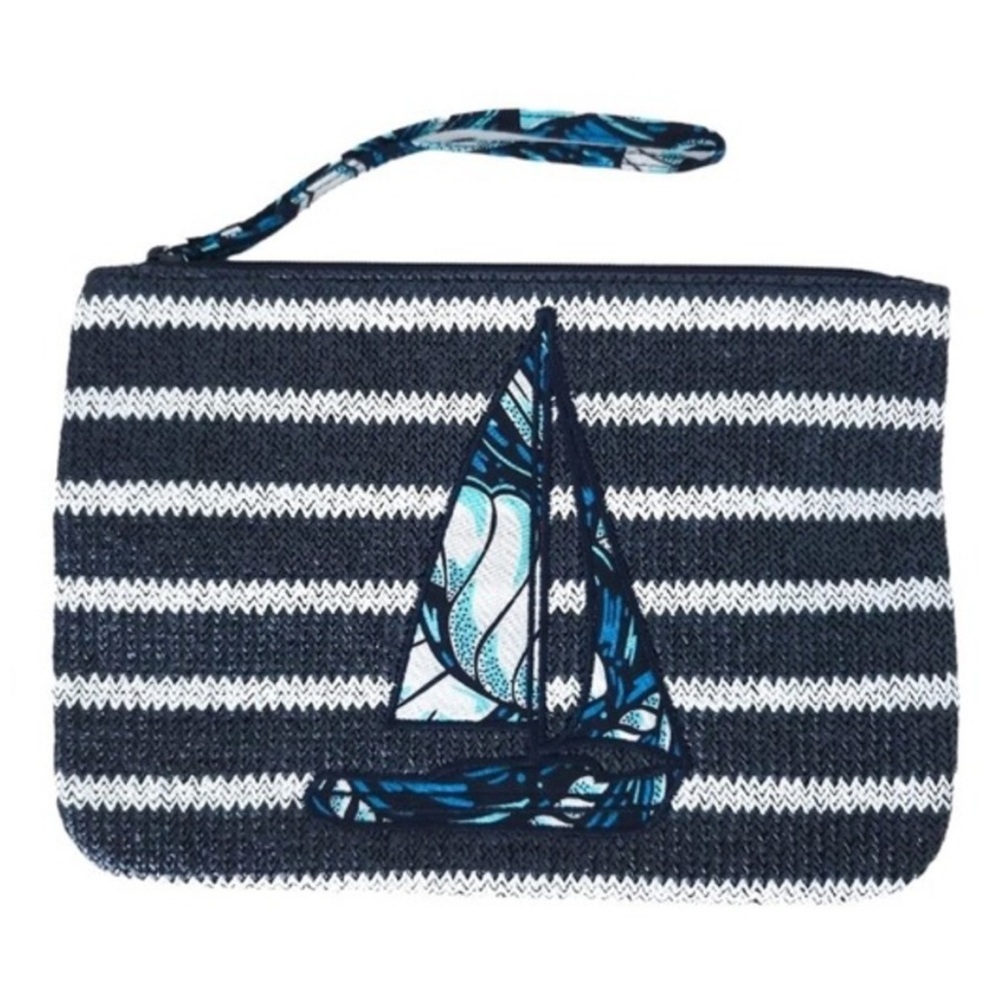 NEW Vera Bradley Y2K Straw Wristlet Shore Enough bag Nautical preppy sailboat